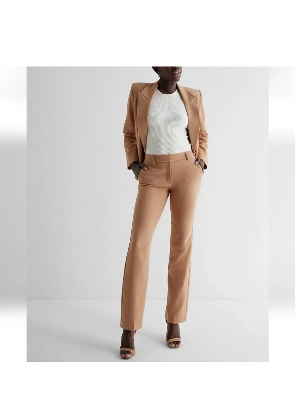 Express Safari Women's Straight Leg Work Pants - Camel